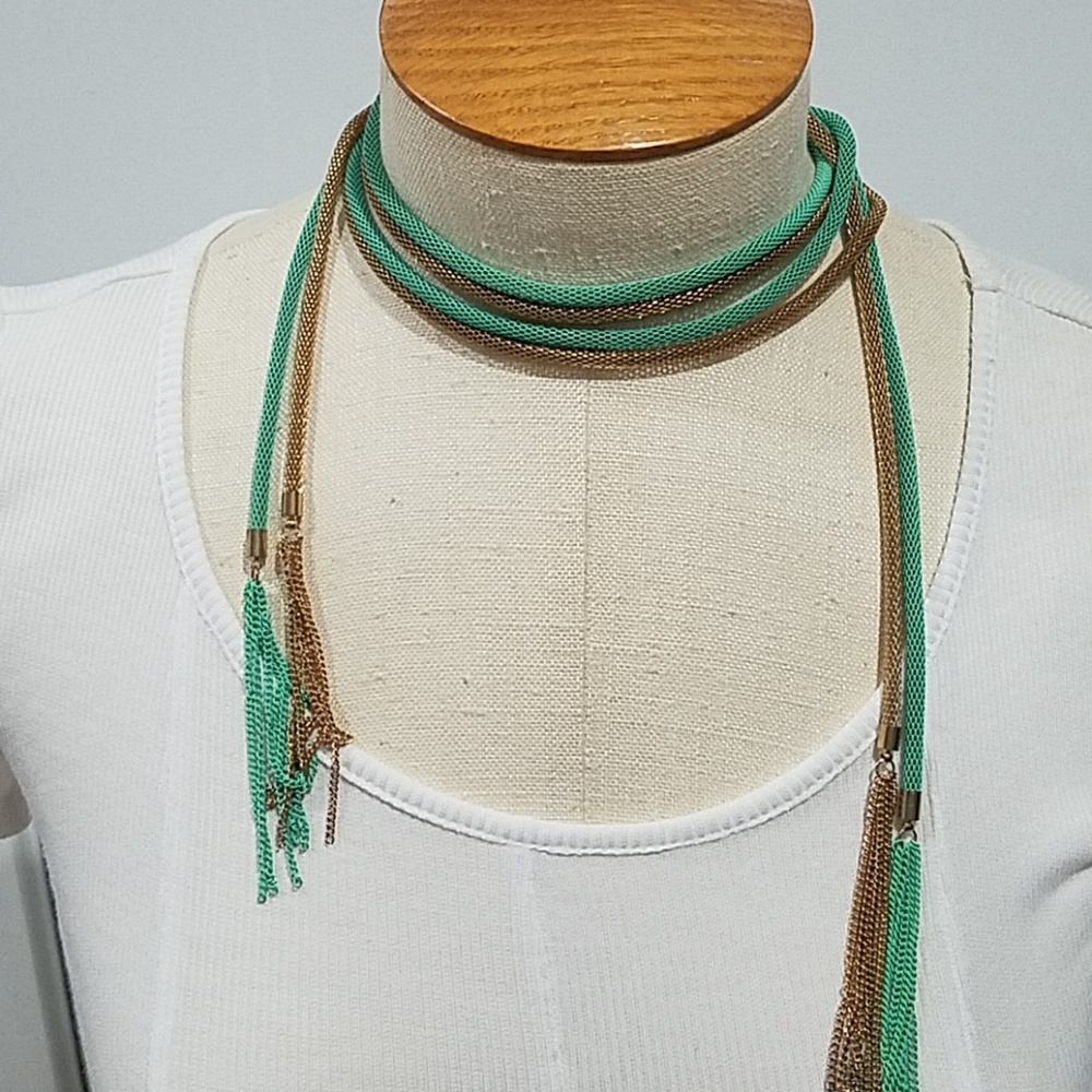 Lariat Mesh Statement necklace